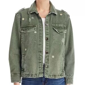 Sundry Daisy Embroidered Army Jacket